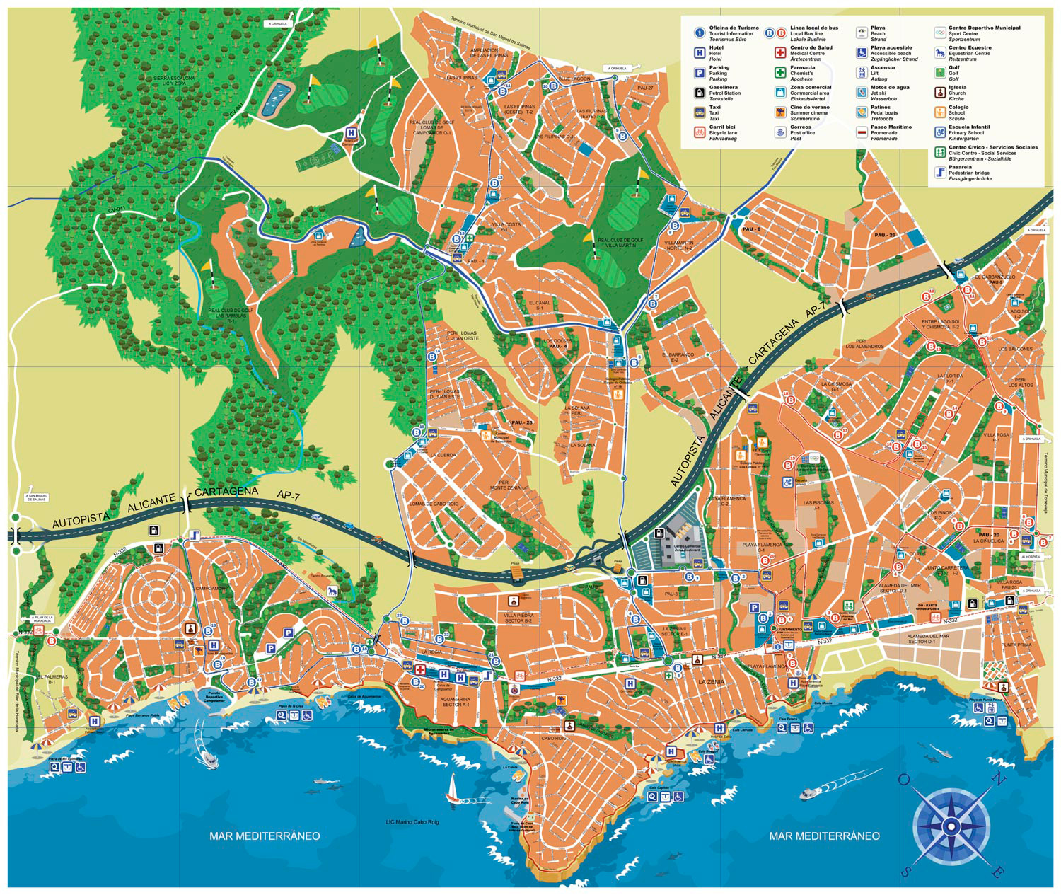 Plano costa Orihuela